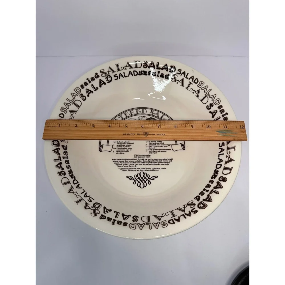 Vintage Royal China Co Garden Classics Layered Salad Recipe Bowl 11 inch 1983